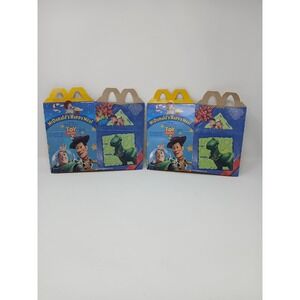 Toy Story 2 Woody Buzz Rex Bullseye 1999 McDonald's Happy Meal Box- Set‎ Of 2